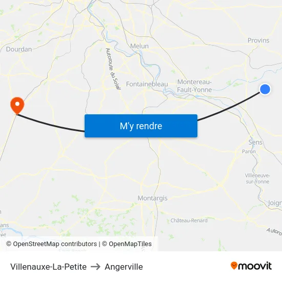 Villenauxe-La-Petite to Angerville map