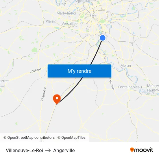 Villeneuve-Le-Roi to Angerville map