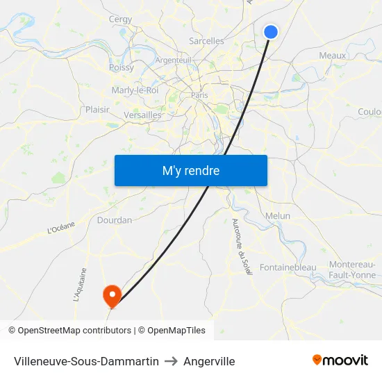 Villeneuve-Sous-Dammartin to Angerville map