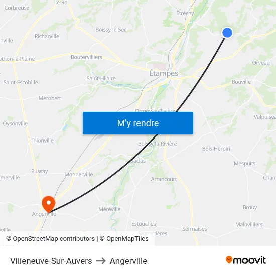 Villeneuve-Sur-Auvers to Angerville map