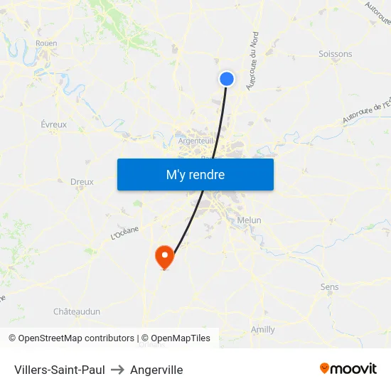 Villers-Saint-Paul to Angerville map