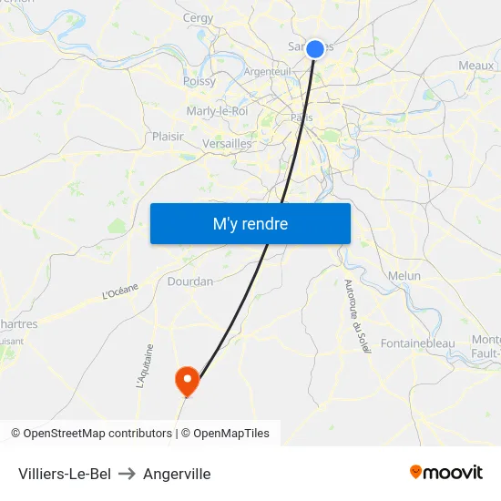 Villiers-Le-Bel to Angerville map