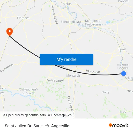 Saint-Julien-Du-Sault to Angerville map