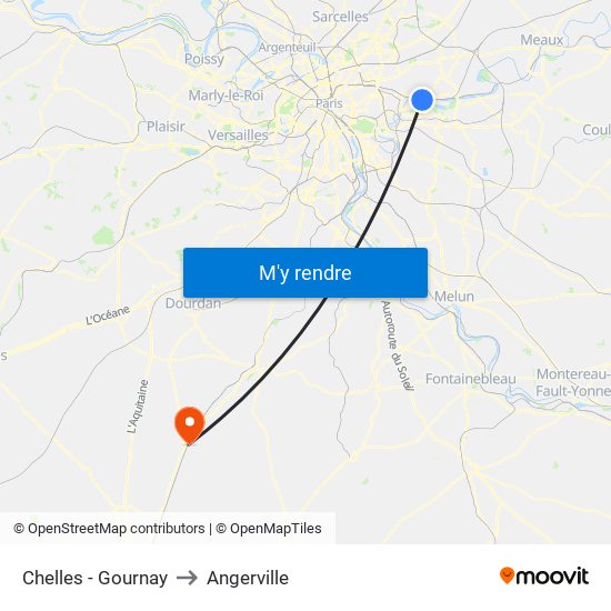 Chelles - Gournay to Angerville map