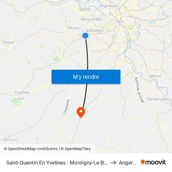 Saint-Quentin En Yvelines - Montigny-Le-Bretonneux to Angerville map