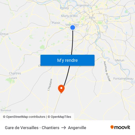 Gare de Versailles - Chantiers to Angerville map