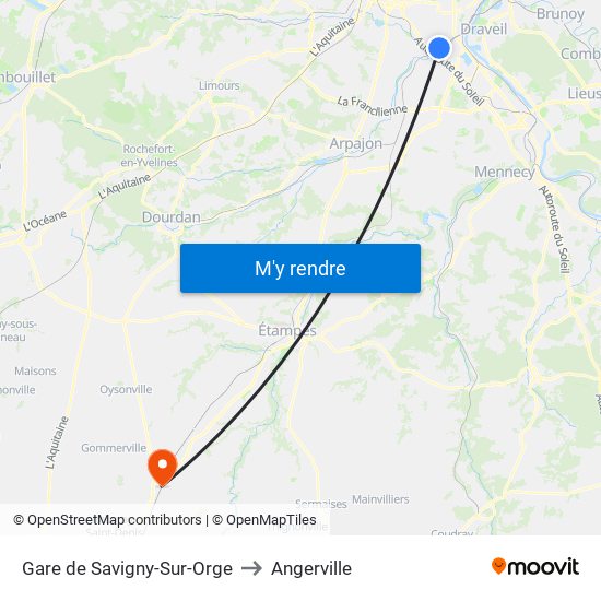 Gare de Savigny-Sur-Orge to Angerville map