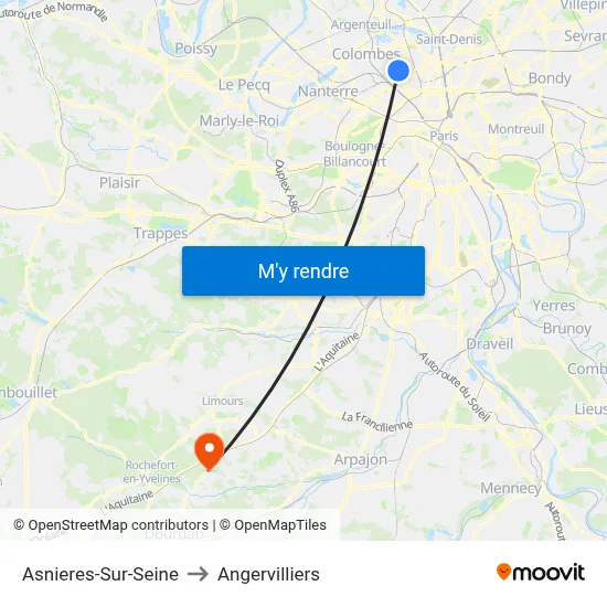 Asnieres-Sur-Seine to Angervilliers map