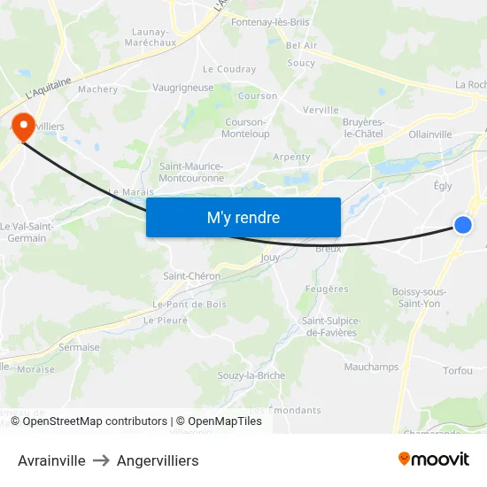 Avrainville to Angervilliers map