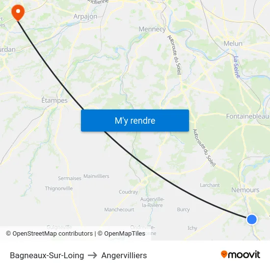 Bagneaux-Sur-Loing to Angervilliers map