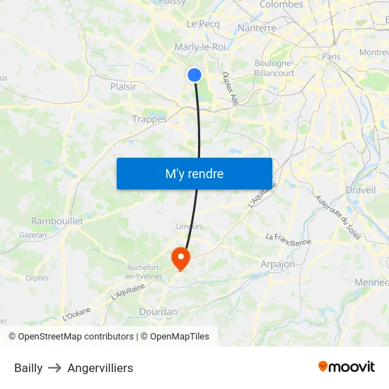 Bailly to Angervilliers map