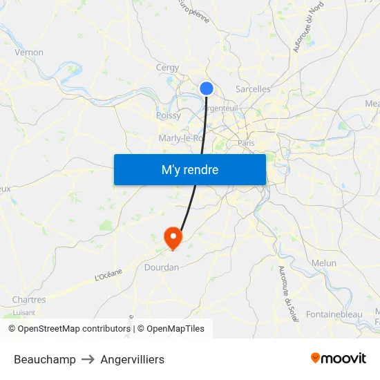 Beauchamp to Angervilliers map