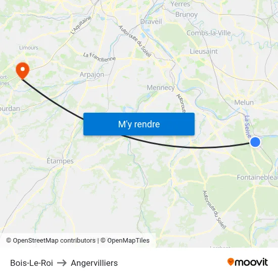 Bois-Le-Roi to Angervilliers map