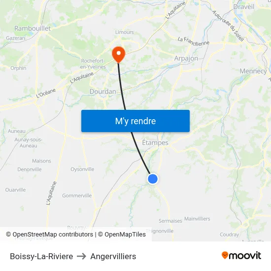 Boissy-La-Riviere to Angervilliers map