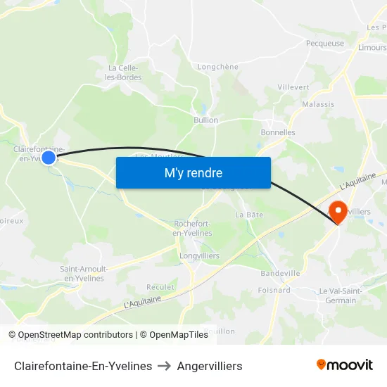 Clairefontaine-En-Yvelines to Angervilliers map