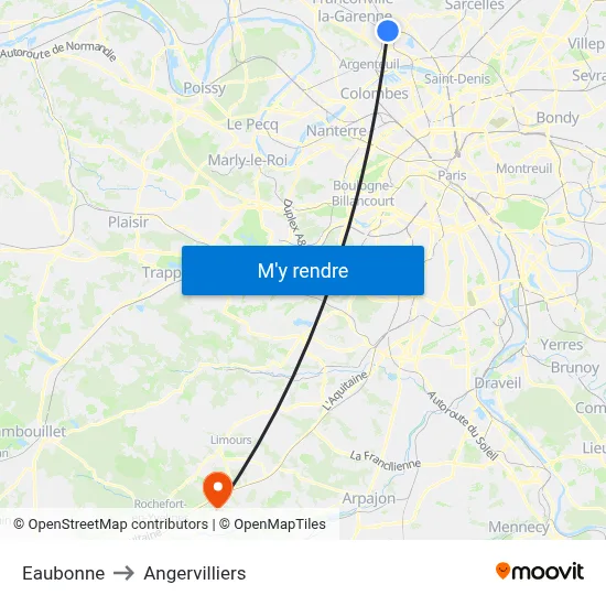 Eaubonne to Angervilliers map
