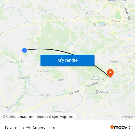 Faverolles to Angervilliers map