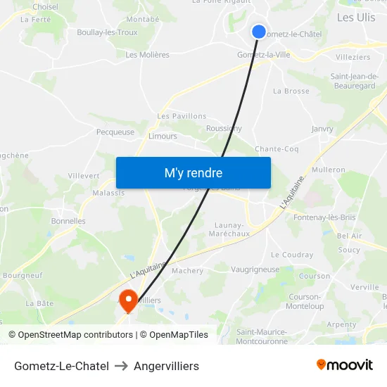 Gometz-Le-Chatel to Angervilliers map