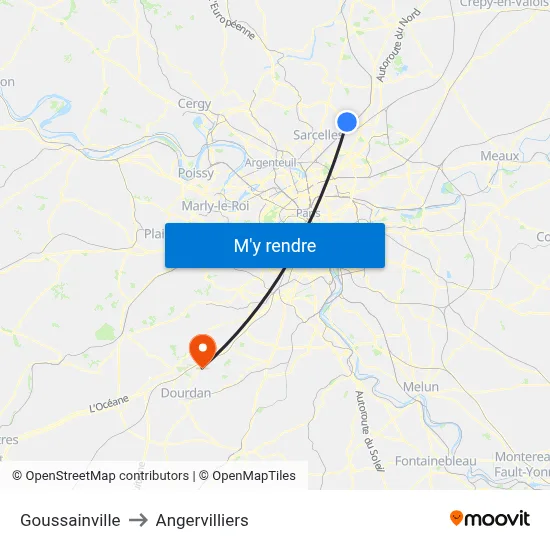 Goussainville to Angervilliers map
