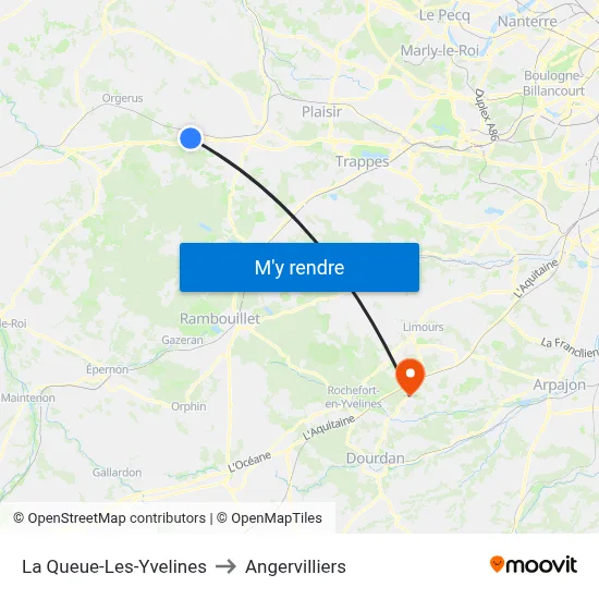 La Queue-Les-Yvelines to Angervilliers map
