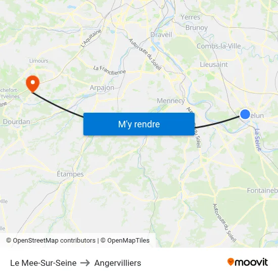 Le Mee-Sur-Seine to Angervilliers map