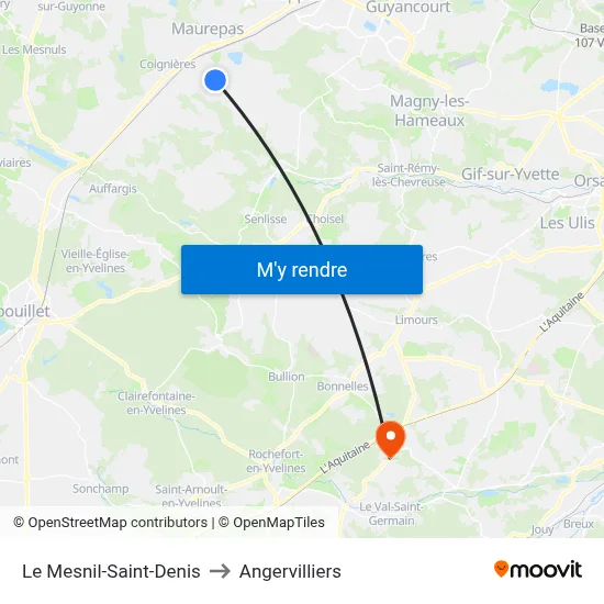 Le Mesnil-Saint-Denis to Angervilliers map