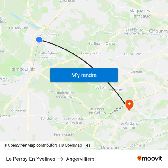 Le Perray-En-Yvelines to Angervilliers map