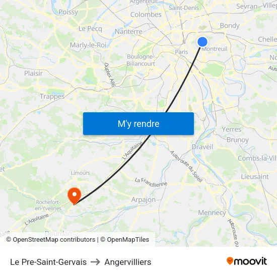 Le Pre-Saint-Gervais to Angervilliers map