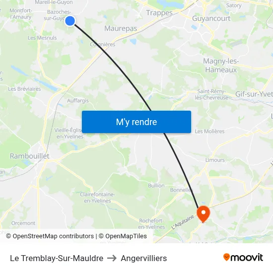 Le Tremblay-Sur-Mauldre to Angervilliers map