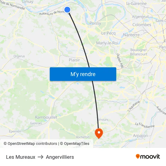 Les Mureaux to Angervilliers map