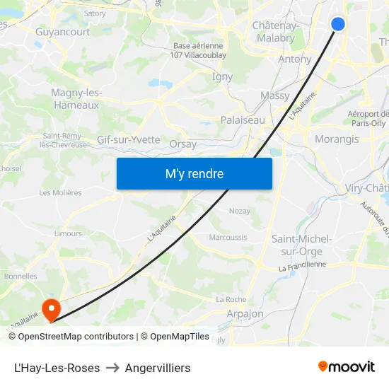 L'Hay-Les-Roses to Angervilliers map