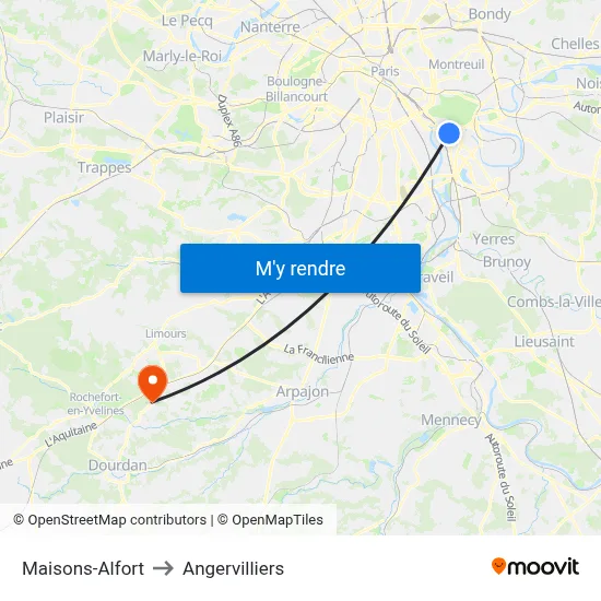 Maisons-Alfort to Angervilliers map