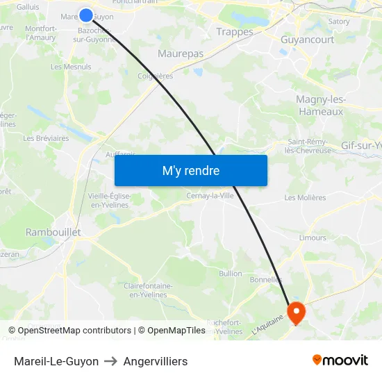 Mareil-Le-Guyon to Angervilliers map