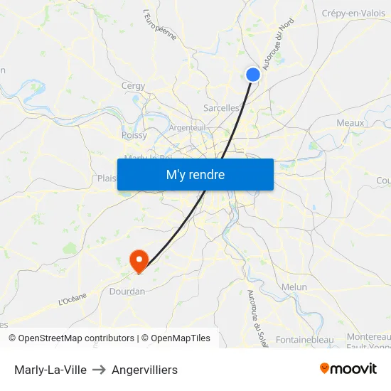 Marly-La-Ville to Angervilliers map