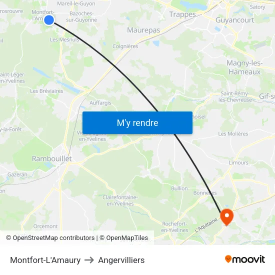 Montfort-L'Amaury to Angervilliers map
