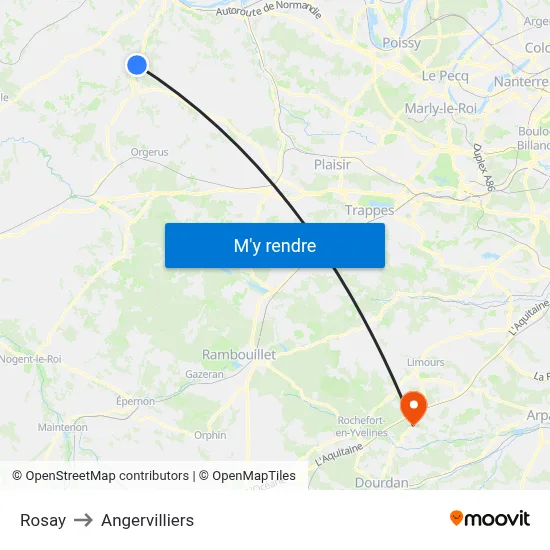 Rosay to Angervilliers map