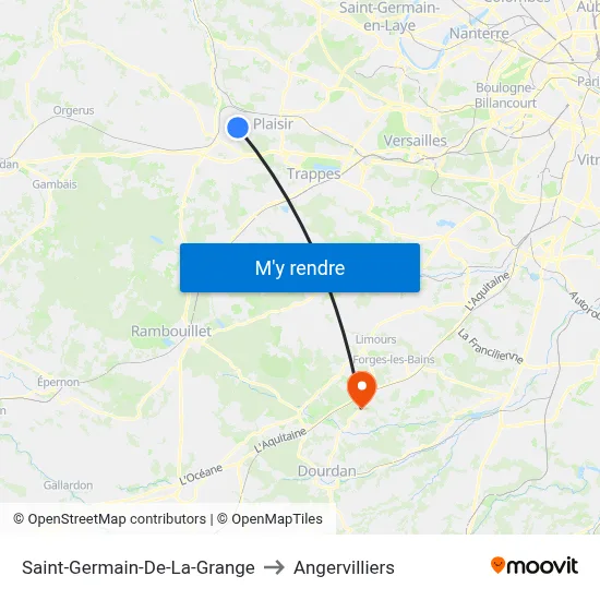Saint-Germain-De-La-Grange to Angervilliers map