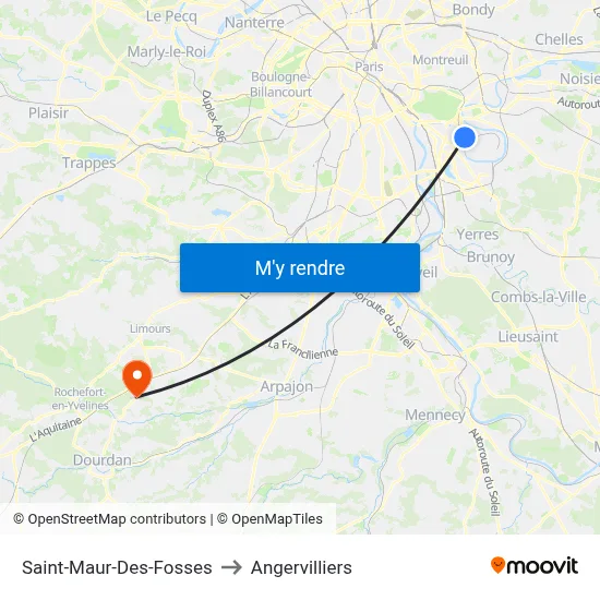 Saint-Maur-Des-Fosses to Angervilliers map