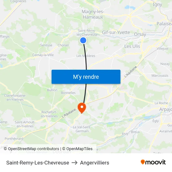 Saint-Remy-Les-Chevreuse to Angervilliers map