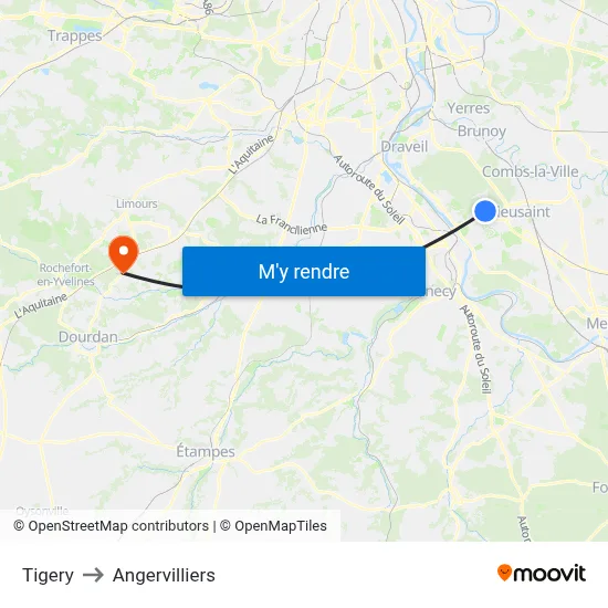Tigery to Angervilliers map