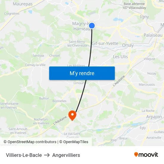 Villiers-Le-Bacle to Angervilliers map
