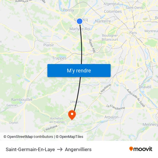 Saint-Germain-En-Laye to Angervilliers map