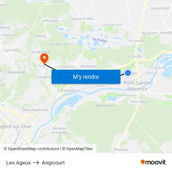 Les Ageux to Angicourt map