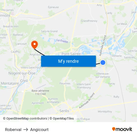 Roberval to Angicourt map