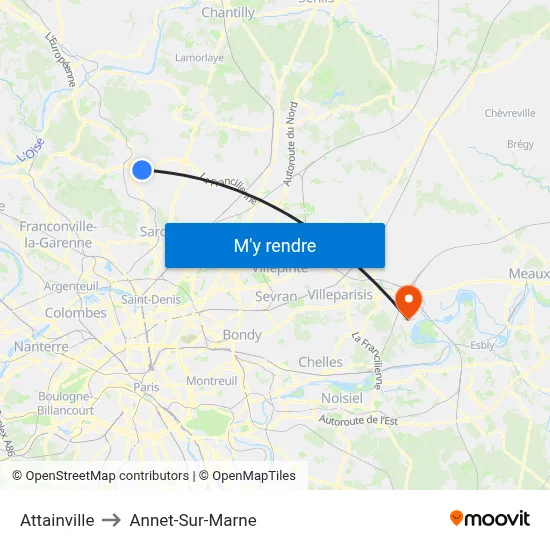 Attainville to Annet-Sur-Marne map