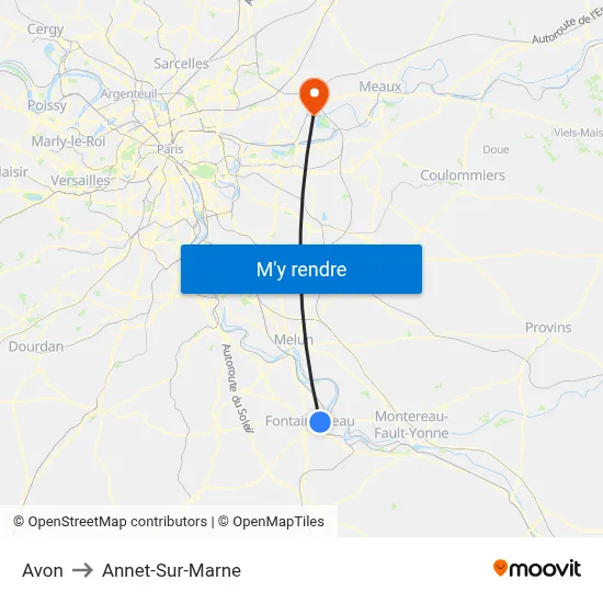 Avon to Annet-Sur-Marne map
