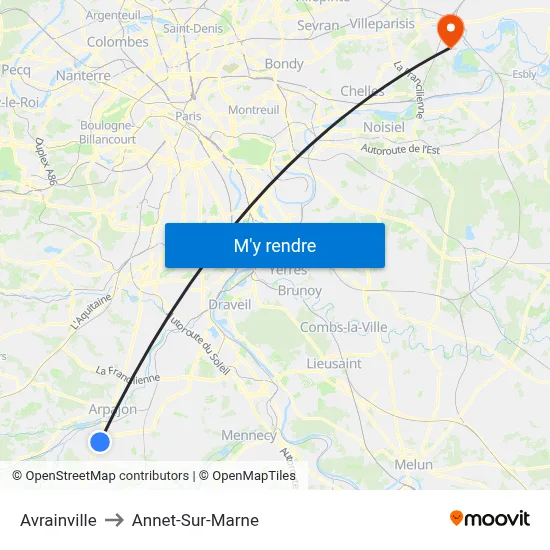 Avrainville to Annet-Sur-Marne map