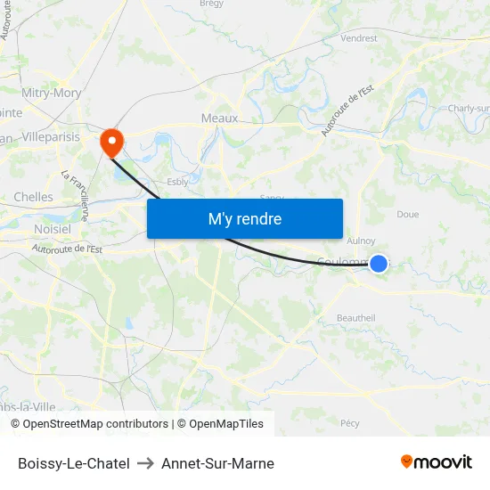 Boissy-Le-Chatel to Annet-Sur-Marne map