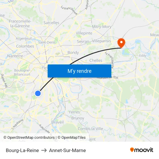 Bourg-La-Reine to Annet-Sur-Marne map