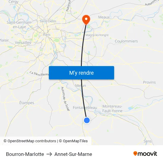 Bourron-Marlotte to Annet-Sur-Marne map